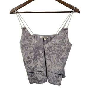 Velvet Tank Top Ruffle V Neck Strappy Womens Size XS Express One Eleven Cropped